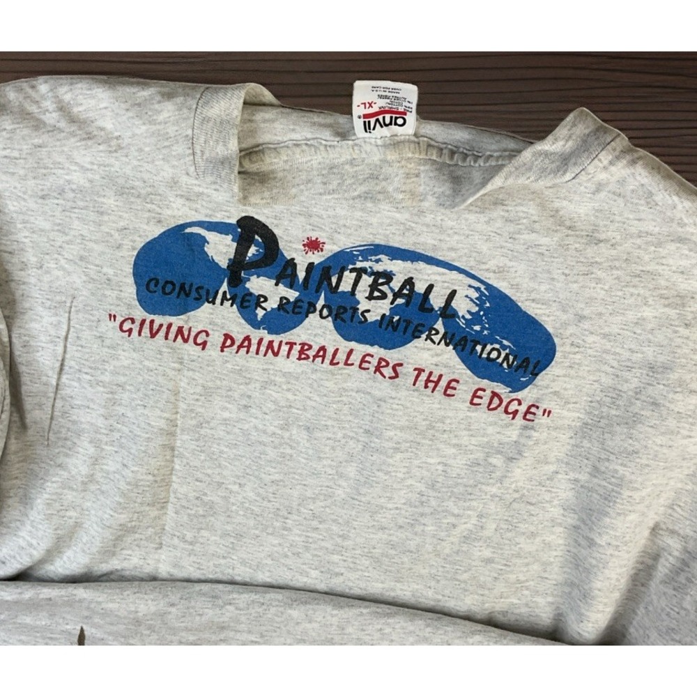 Anvil Mens XL Paintball T-Shirt On The Edge Consumer Reports USA Y2K Vintage